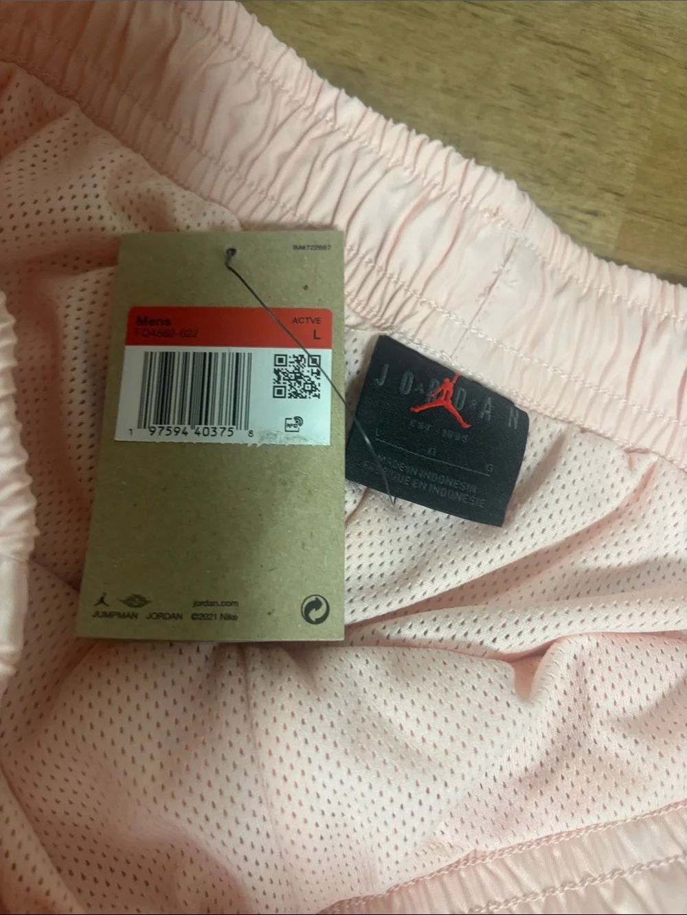 Jordan Pale Pink Athletic Shorts with Drawstring l. Size Large